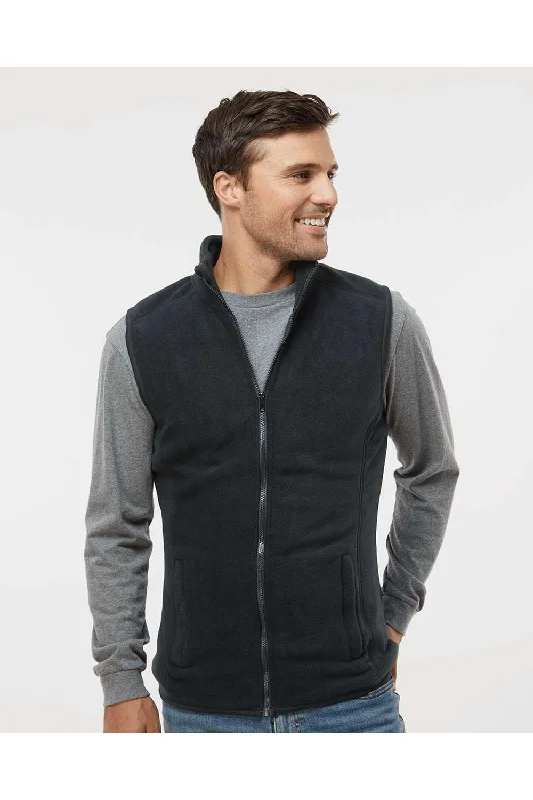 Burnside Mens Pill Resistant Polar Fleece Full Zip Vest - Black