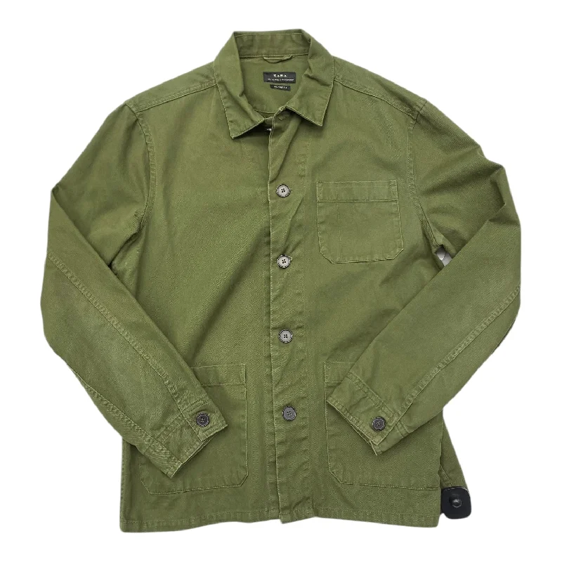 Jacket Denim By Zara In Green, Size: M