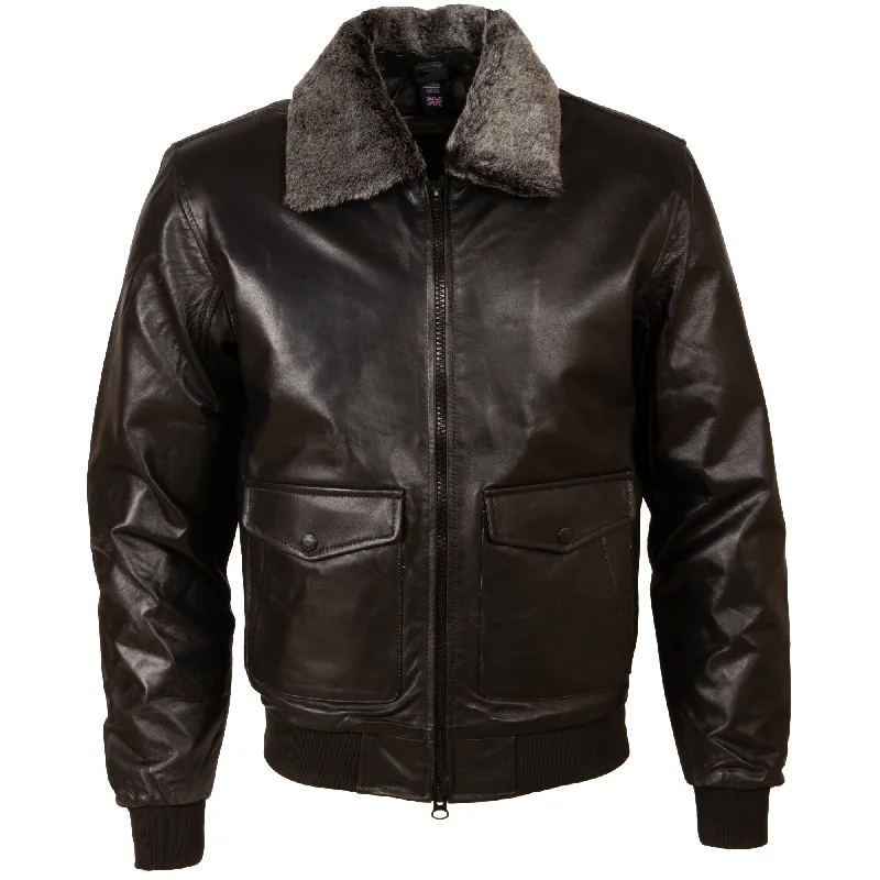 BP9J Men's Pilot Aviator Jacket - Black/Snow Top