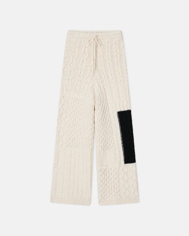 Leandra - Sale Cable-Knit Pants - Cream Black