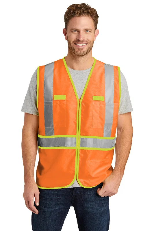 CornerStone Mens ANSI 107 Class 2 Safety Full Zip Vest - Safety Orange