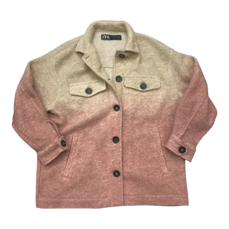 Jacket Shirt By Zara In Pink & Tan, Size: Xs