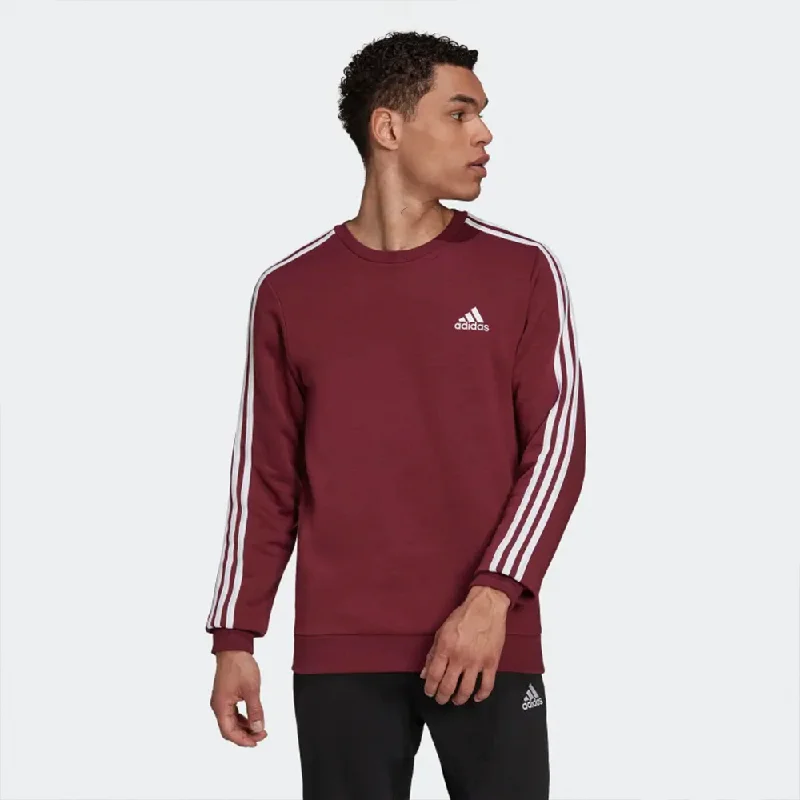 ADDS Embroided Logo3 Stripes  Sports Fleece Burgundy Sweatshirt 10454