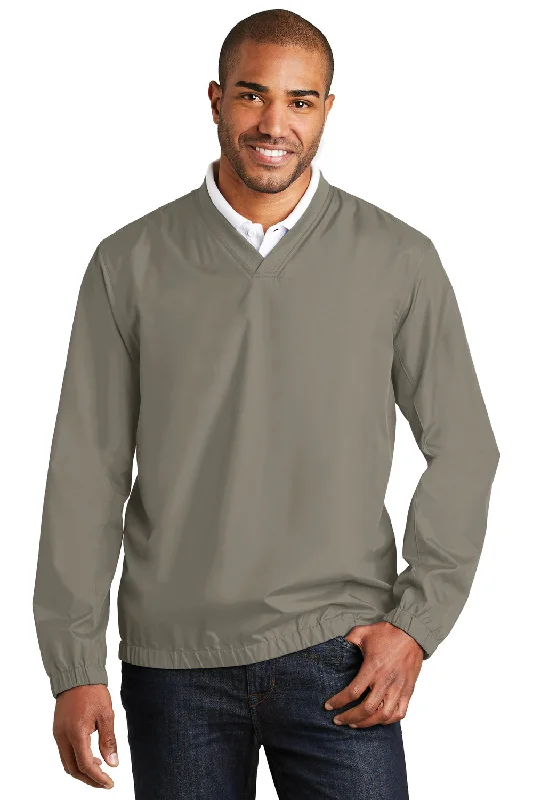 Port Authority Mens Zephyr Wind & Water Resistant V-Neck Wind Jacket - Stratus Grey - Closeout