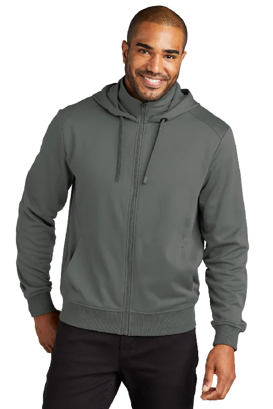 Port Authority Mens Smooth Fleece Full Zip Hooded Jacket - Graphite Grey