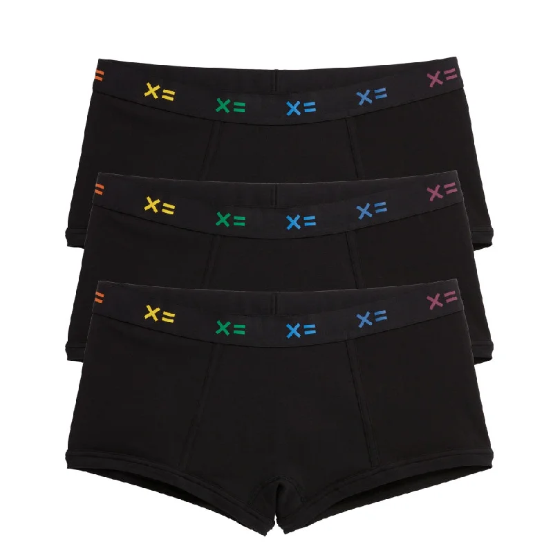 Boy Shorts 3-Pack - Cotton Black X= Rainbow