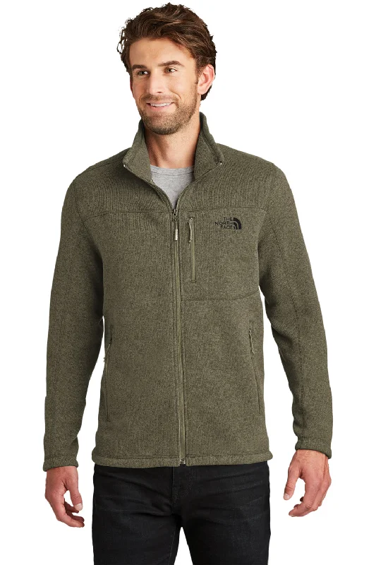 The North Face Mens Full Zip Sweater Fleece Jacket - Heather New Taupe Green