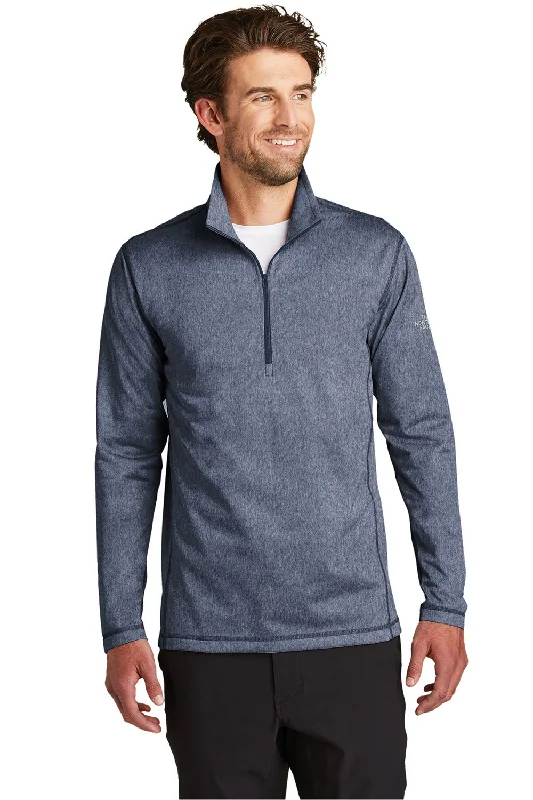 The North Face Mens Tech Pill Resistant Fleece 1/4 Zip Jacket - Heather Urban Navy Blue - Closeout