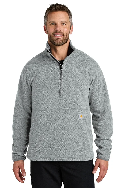 Carhartt Mens Textured Fleece 1/4 Zip Jacket - Heather Grey - New