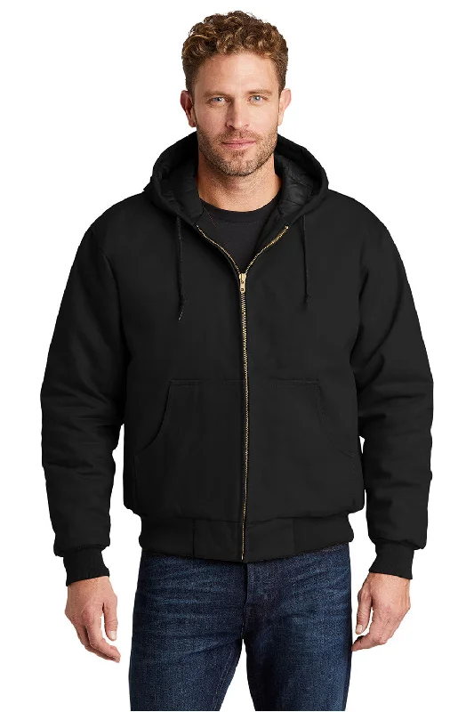 CornerStone Mens Duck Cloth Full Zip Hooded Jacket - Black