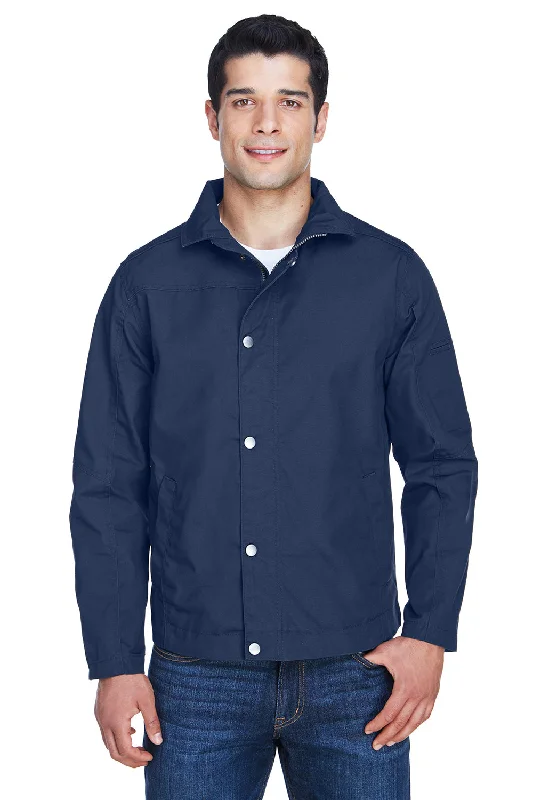 Harriton Mens Auxiliary Water Resistant Canvas Full Zip Jacket - Dark Navy Blue - Closeout