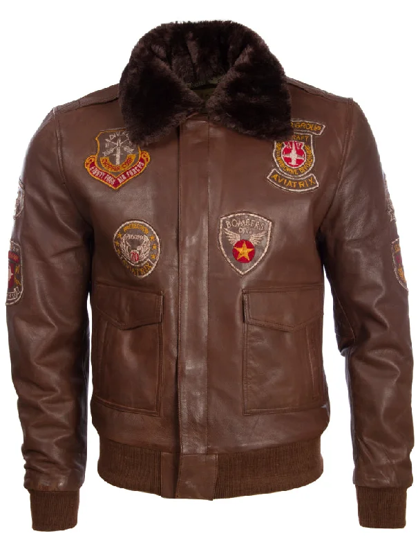 JWR3 Men's Aviator Bomber Jacket - Cocoa