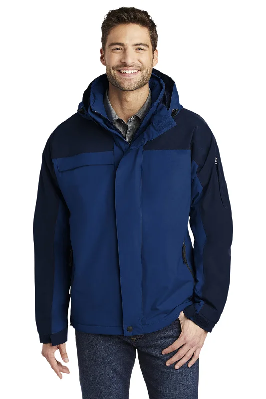 Port Authority Mens Nootka Waterproof Full Zip Hooded Jacket - Regatta Blue/Navy Blue