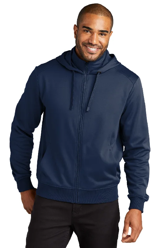 Port Authority Mens Smooth Fleece Full Zip Hooded Jacket - River Navy Blue