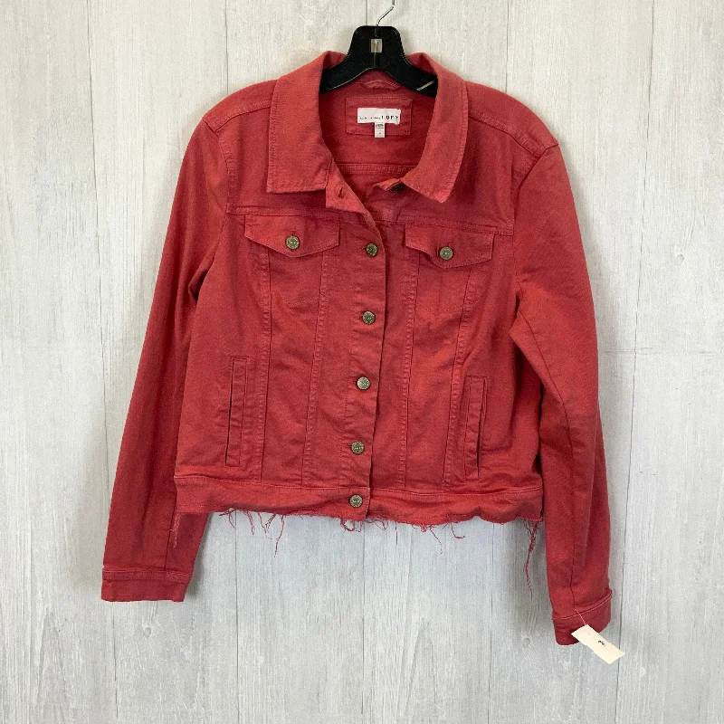 Jacket Denim By Loft In Coral, Size: L