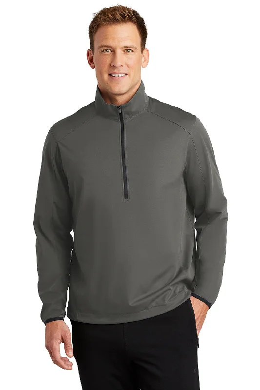 Port Authority Mens Active Wind & Water Resistant 1/4 Zip Jacket - Steel Grey