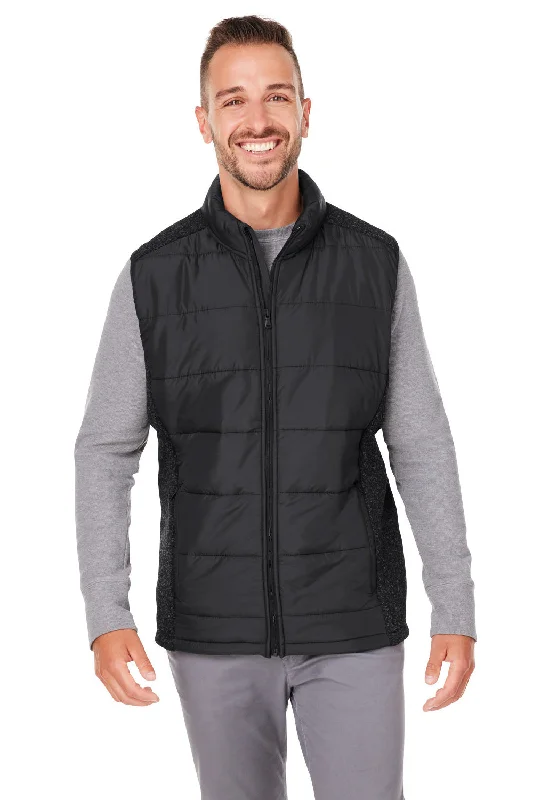 Nautica Mens Harbor Water Resistant Full Zip Puffer Vest - Black/Heather Black