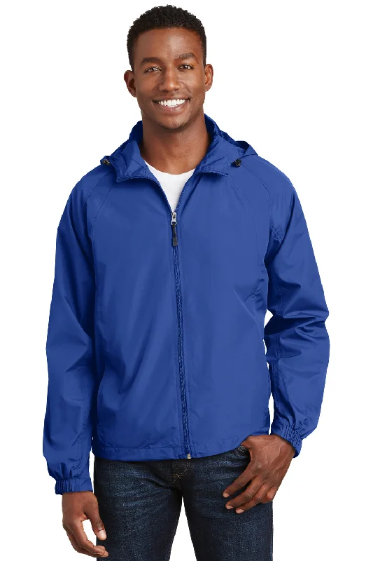 Sport-Tek Mens Water Resistant Full Zip Hooded Jacket - True Royal Blue