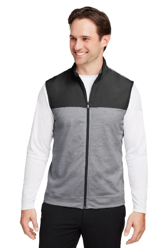 Puma Mens Cloudspun Moisture Wicking Colorblock Full Zip Vest - Black/Quiet Shade Grey