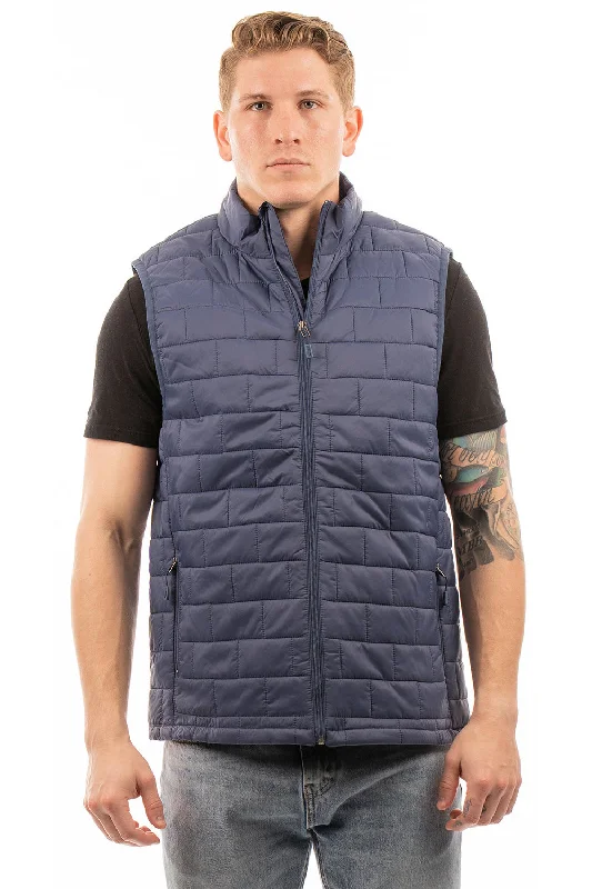 Burnside Mens Element Full Zip Puffer Vest - Navy Blue