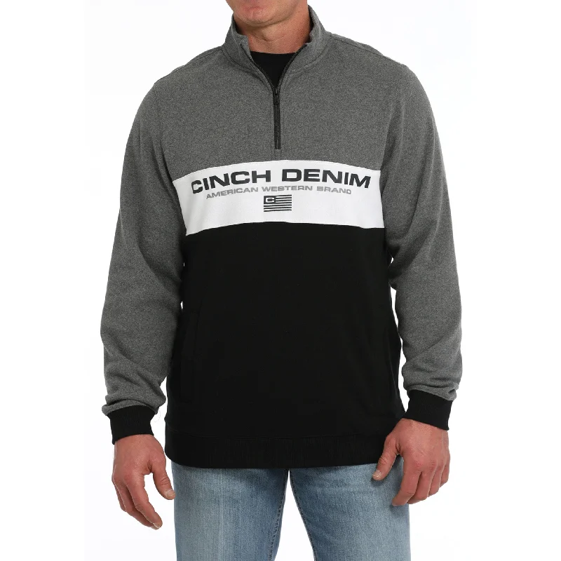 Cinch Men's Grey Denim 1/4 Zip Pullover