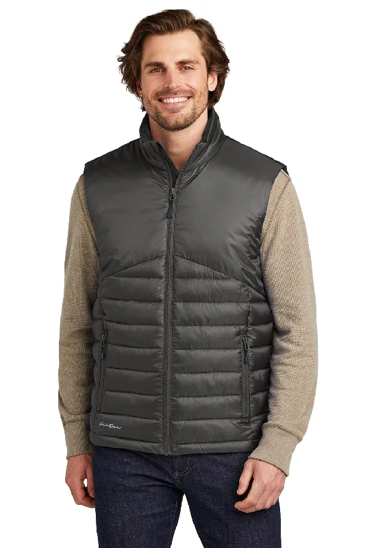 Eddie Bauer Mens Water Resistant Quilted Full Zip Vest - Iron Gate Grey