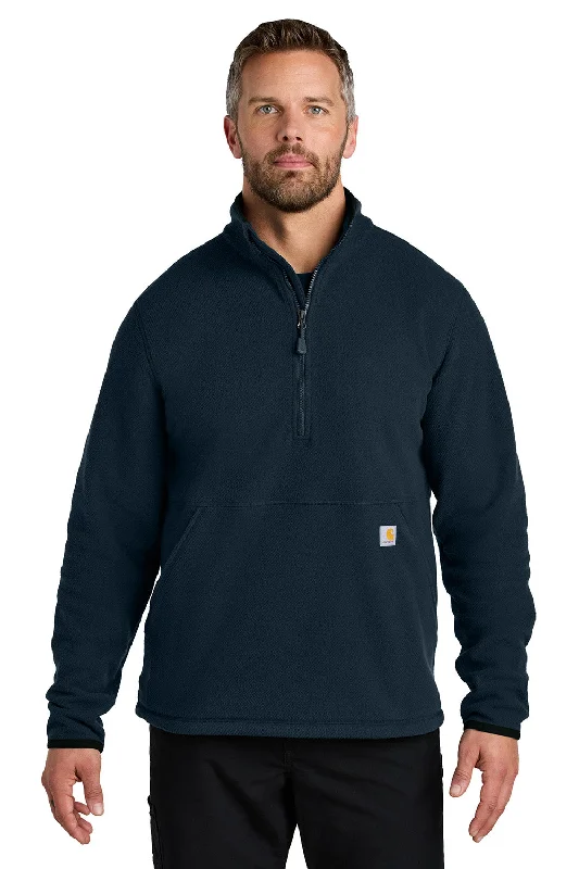 Carhartt Mens Textured Fleece 1/4 Zip Jacket - Navy Blue - New