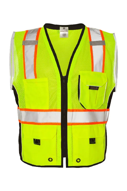 Kishigo Mens Premium Black Series Heavy Duty Vest - Lime Green