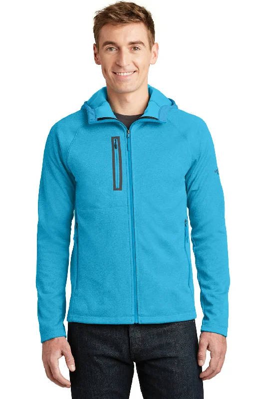 The North Face Mens Canyon Flats Full Zip Fleece Hooded Jacket - Heather Hyper Blue - Closeout