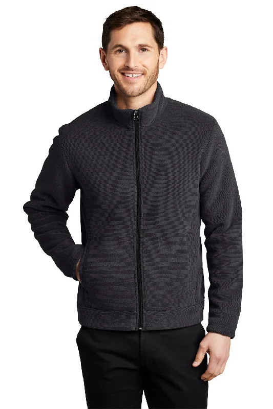 Port Authority Mens Ultra Warm Brushed Fleece Full Zip Jacket - Graphite Grey/Deep Black