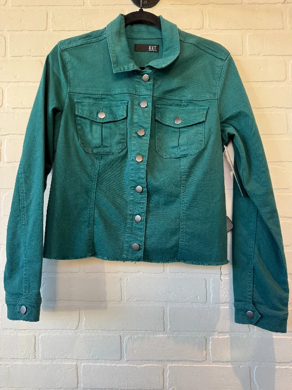 Jacket Denim By Kut In Green Denim, Size: L