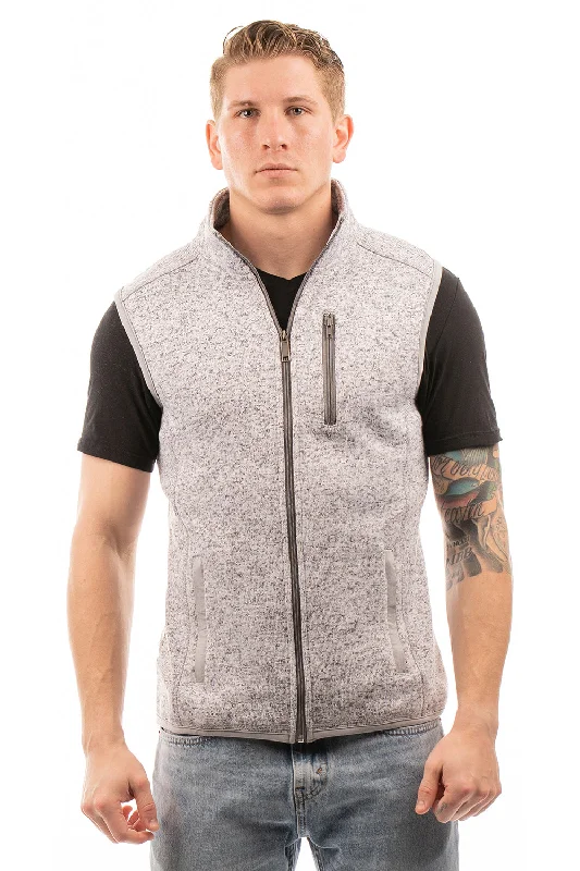 Burnside Mens Sweater Knit Full Zip Vest - Heather Grey