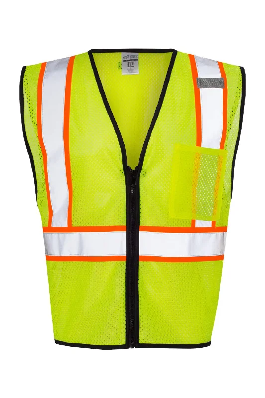 Kishigo Mens Economy Contrasting Vest w/ Zippered Front - Lime Green