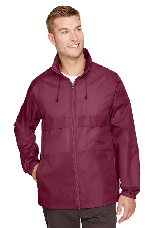 Team 365 Mens Zone Protect Water Resistant Full Zip Hooded Jacket - Maroon