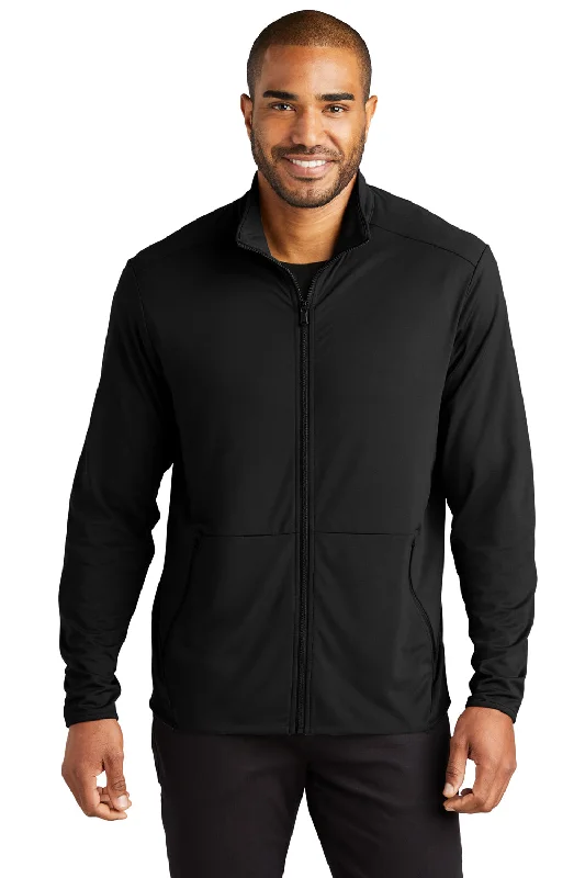 Port Authority Mens Accord Stretch Fleece Moisture Wicking Full Zip Jacket - Black