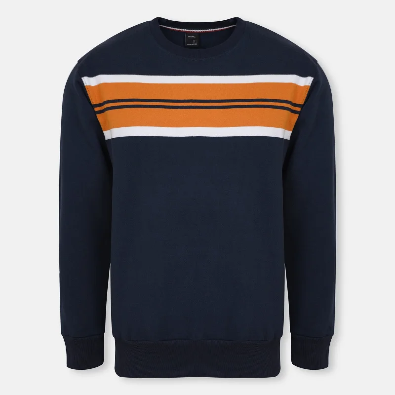 Mustard Block Navy Blue Fleece Sweatshirt 10021