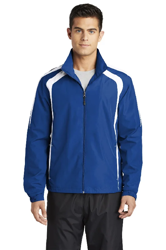 Sport-Tek Mens Water Resistant Full Zip Jacket - True Royal Blue/White