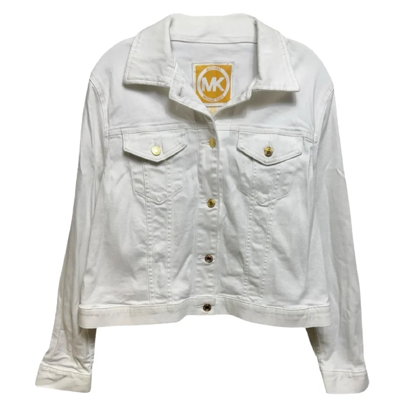 Basics Denim Jacket Designer By Michael Kors In White, Size: XL