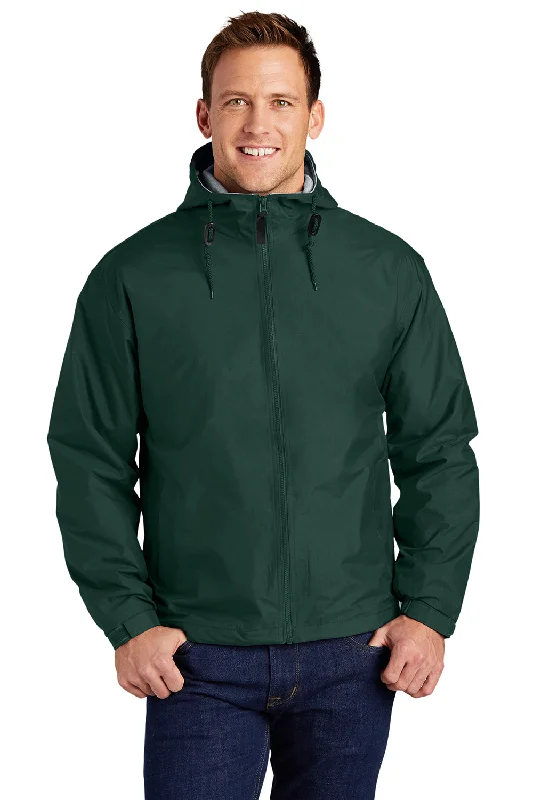 Port Authority Mens Team Wind & Water Resistant Full Zip Hooded Jacket - Hunter Green