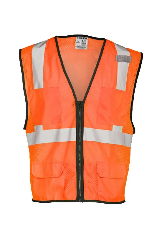 Kishigo Mens Economy Mesh 6 Pocket Vest - Orange