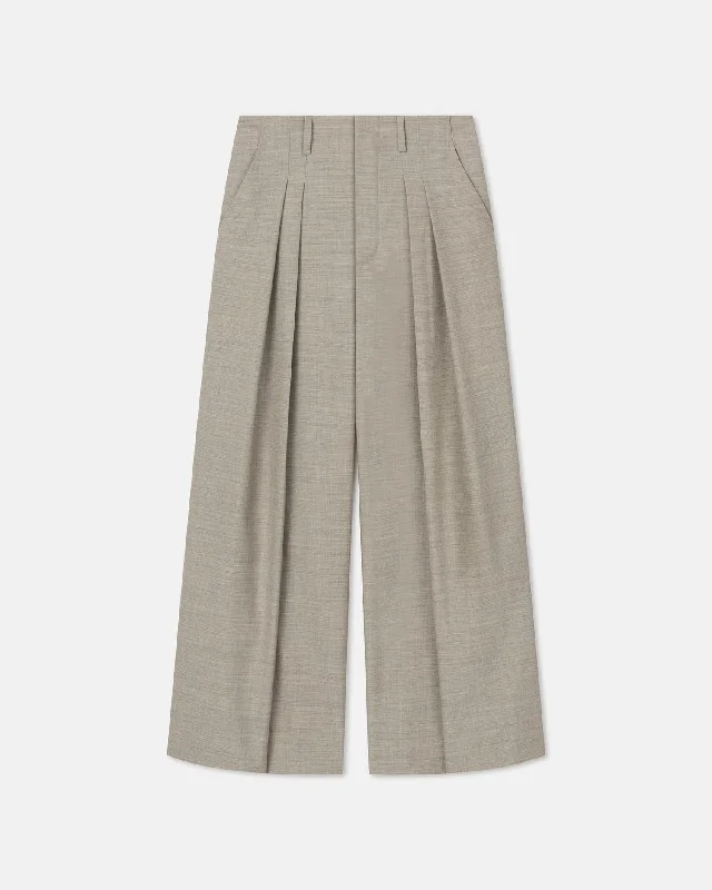 Nils - Pleated Twill Suiting Wide-Leg Pants - Taupe