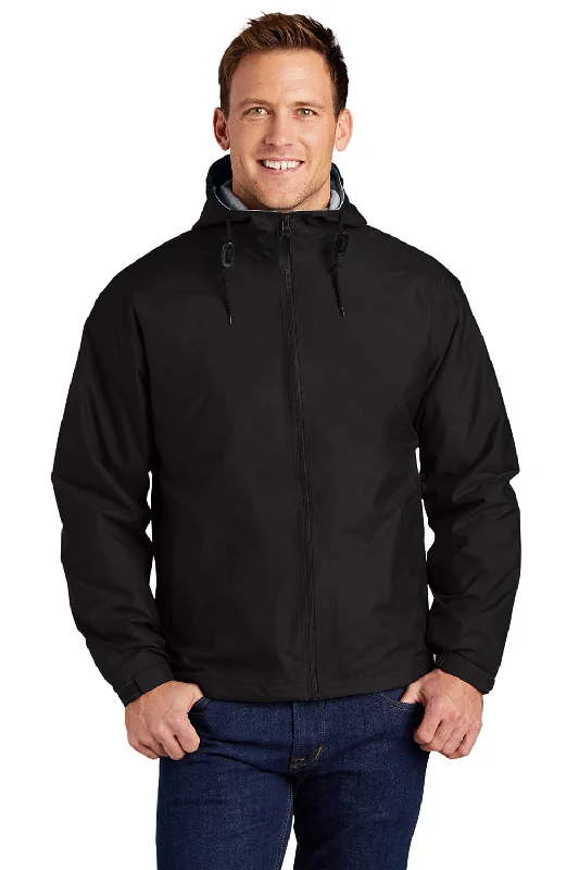 Port Authority Mens Team Wind & Water Resistant Full Zip Hooded Jacket - Black