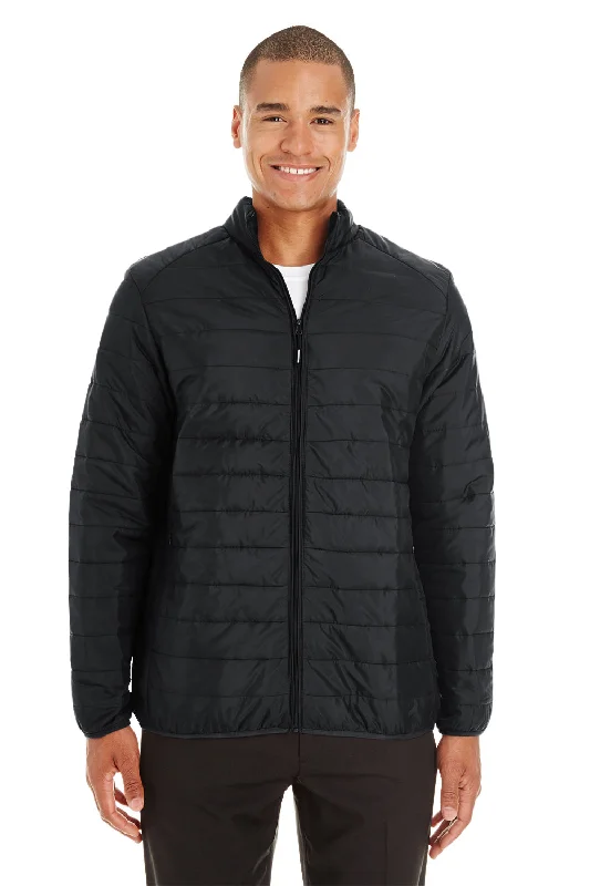 Core 365 Mens Prevail Packable Puffer Water Resistant Full Zip Jacket - Black