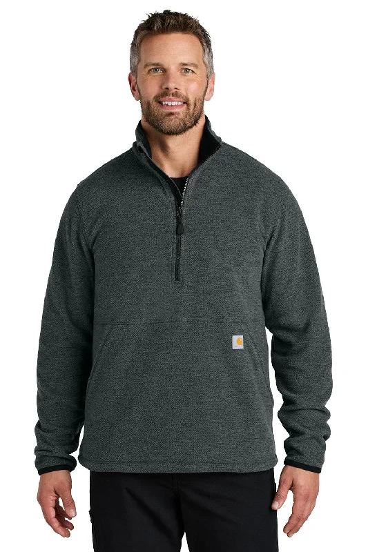 Carhartt Mens Textured Fleece 1/4 Zip Jacket - Heather Carbon Grey - New