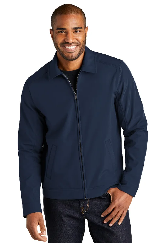 Port Authority Mens Mechanic Wind & Water Resistant Full Zip Soft Shell Jacket - Dress Navy Blue