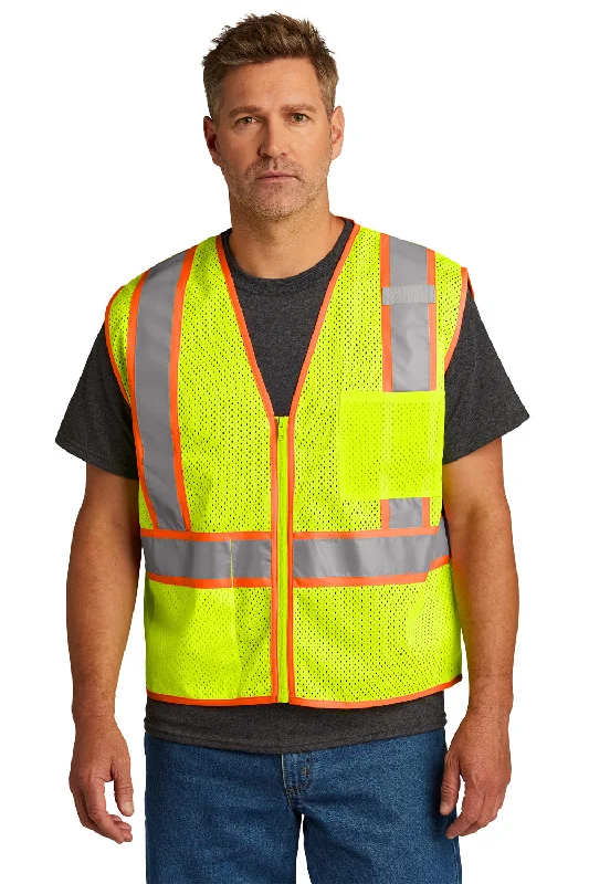 CornerStone Mens ANSI 107 Class 2 Mesh Zipper Vest - Safety Yellow