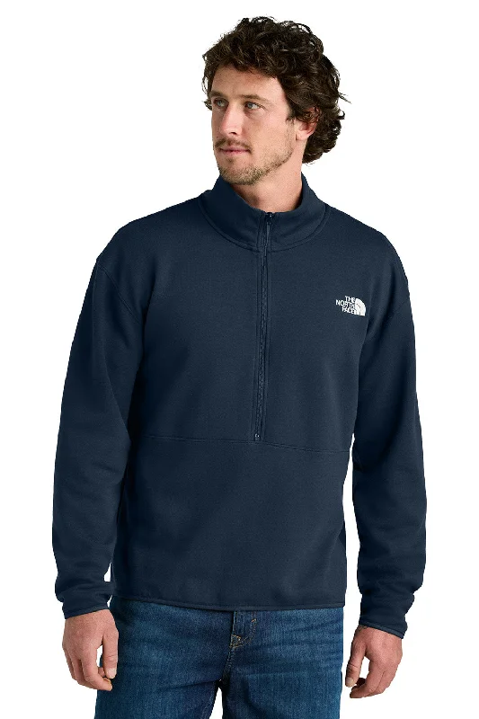 The North Face Mens Double Knit 1/4 Zip Fleece Jacket - Summit Navy Blue - New