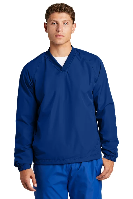 Sport-Tek Mens V-Neck Wind Jacket - True Royal Blue