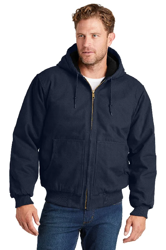 CornerStone Mens Duck Cloth Full Zip Hooded Jacket - Navy Blue