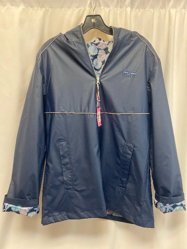 Jacket Windbreaker By Simply Southern In Blue, Size: L